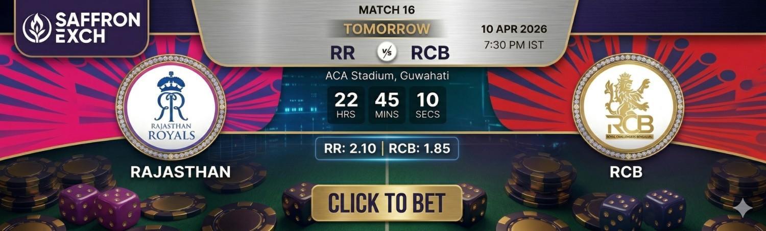 Saffronexch IPL betting tips RR vs RCB match 16 Rajasthan Royals Royal Challengers Bengaluru prediction odds